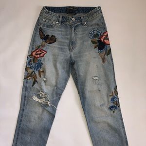 Abercrombie and Fitch Jeans with Pretty Floral Stitching on Side